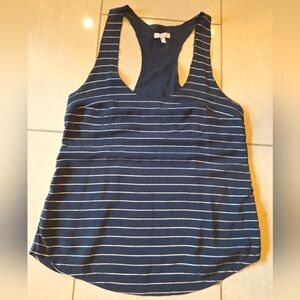 Joie silk black and silver striped racerback tank top with pocket - size XS